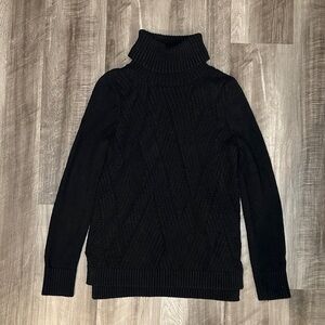 Banana Republic Cable Knit Black Turtleneck Sweater - XS